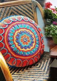 Farbenfrohes Mandala Sitzkissen Patchworkdecke Hakeln Mandalas Hakeln Kissen