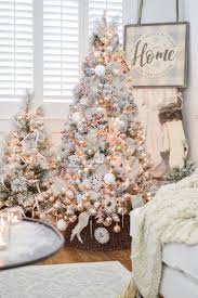 The Little Cottage At Christmas Cottage Christmas Decorating Pink Christmas Tree Flocked Christmas Trees Decorated