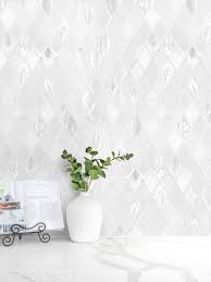 Our products and services include decorative laminated glass,custom glass backsplashes color,color. Elegant White Rhomboid Backsplash Tile Backsplash Com