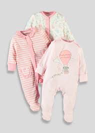 Girls 3 Pack Sleepsuits Tiny Baby 23mths Matalan Kids Outfits Baby Kids Clothes Baby Girl Clothes