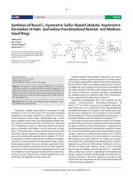 Визуальная новелла, протагонистка, отомэ, казуальная игра. Synthesis Of Novel C 2 Symmetric Sulfur Based Catalysts Asymmetric Formation Of Halo And Seleno Functionalized Normal And Medium Sized Rings Synlett X Mol