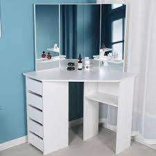 Shw home office 55x60 large l shaped corner desk, black cherry. Cormier Corner Makeup Vanity With Mirror Corner Makeup Vanity Diy Vanity Mirror Corner Vanity