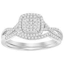 1950's estate vintage 14kt gold diamond engagement ring & wedding band set. Fingerhut Promise Of Love 10k White Gold 1 4 Ct Tw Diamond Cushion Cut Crossover Bridal Set