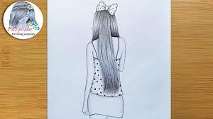 Visit my youtube channel to learn drawing and coloring. Easy Way To Draw A Girl With Long Hair Back Side How To Draw A Girl Pencil Sketch Tutorial Youtube
