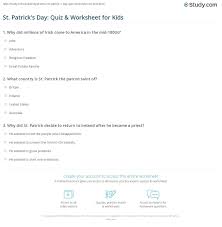 Patrick's day is the lighter shade of blue. St Patrick S Day Quiz Worksheet For Kids Study Com