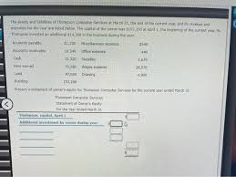 For the year ended, march 31, 20y1. Solved The Assets And Liabilities Of Thompson Computer Se Chegg Com