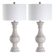 Safavieh Savion 31 25 In White Wash Curved Table Lamp With Off White Shade Set Of 2 Tbl4182a Set2 The Home Depot Curved Table Lamp Sets Table Lamp Sets