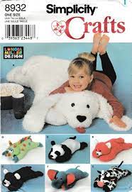 Simplicity Sewing Pattern 8932 One Size Pillow Animals Dog Panda Cow Elephant Bear Cat Dinosauer Animal Pillows Pattern Animal Sewing Patterns Animal Pillows