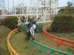 It is a custom design made by arrow dynamics. Oughton Equestrian Lifestyle Accessories Blackpool Pleasure Beach Steeplechase Theme Park