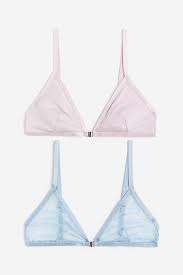 2-pack bra tops - Light grey/Floral - Ladies | H&M