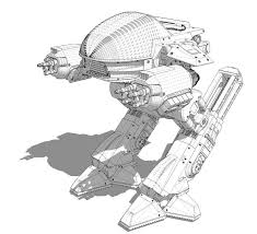 Ocp Ed 209 3d Obj 3d Model Robocop Humanoid Sketch