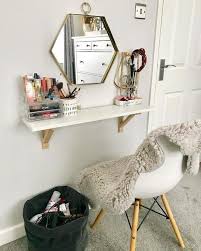Small Space Makeup Table Vanity Wall Mount For Bathroom Powder Room Dressing Room In 2020 Small Space Bedroom Dressing Room Design Drawer Shelves
