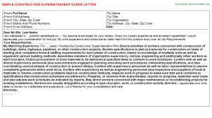 Construction Superintendent Cover Letter
