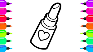 How To Draw Lipstick For Kids Cute Handbag Nail Polish And Lips Coloring Page For Kids How To Draw Lipstick Coloring Pages Shopkin Coloring Pages