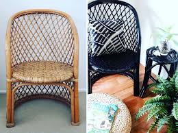 Before And After I Bought This Cane Chair From A Second Hand Shop I Have Painted It Black And Made A C Blue Chairs Living Room Furniture Second Hand Chairs