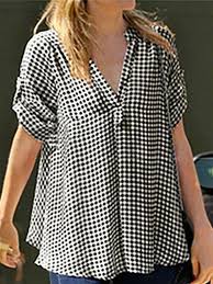 Black And White Gingham Shirt Womens Plus Size Black White Checkered Plaid Short Sleeve Blouse Rosymerry Plaid Short Sleeve Casual Blouse Cotton Plaid Shirt