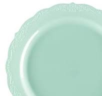 Turquoise Vintage Round Disposable Plastic Dinner Plates (10")