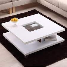 Modern Square Wood Coffee Table With Center With Glass Inlaid White Coffee Table Modern Contemporary Coffee Table Coffee Table White