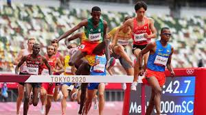 Steeplechase (athletics), an event in athletics that derives its name from the steeplechase in horse racing. Diwfa0inrluc3m