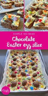 No Bake Chocolate Easter Egg Slice Recipe The Whoot Easter Cooking Easter Baking Easter Dessert