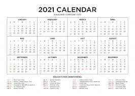 Download your free 2021 printable calendar. Free Printable Year 2021 Calendar With Holidays
