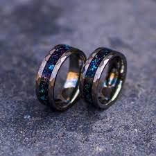 Tungsten Galaxy Ring Wedding Ring Mens Wedding Band Opal Ring Gift For Men Boyfriend Gift Per Cool Wedding Rings Tungsten Mens Rings Engagement Rings Opal