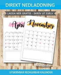 A4 väggkalender, med hela året på en a4. Kalender Ladda Ner Gratis