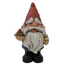 Alpine Gnome With Bird Statue Gnome Statues Garden Gnomes Statue Gnome Garden