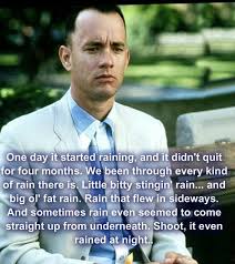 Forest Gump Never Gets Old I Could Watch It Over And Over Again Forrest Gump Forest Gump Rain Humor