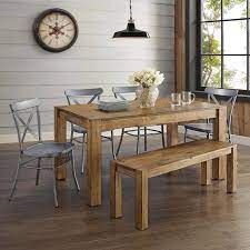 Solid rustic wood seating surface and legs. Better Homes Gardens Bryant Solid Wood Dining Bench Rustic Brown Walmart Com Walmart Com