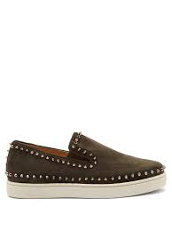 Pik Boat Spike Embellished Slip On Suede Trainers