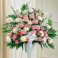 Maybe you would like to learn more about one of these? Pink White Sympathy Standing Basket Baskets