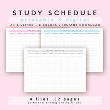 Study Schedule Study Timetable A4 Letter Printable Etsy Study Schedule Template Study Schedule Study Timetable Template