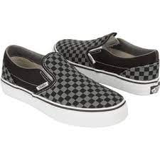 Vans Black And Grey Checkered Slipons Black Vans How To Wear Vans Black Slip Ons