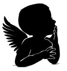 Baby Angel Clipart Black And White Silhouette Of Baby Angel Thinks Leaning His Hand Angel Silhouette Angel Vector Silhouette
