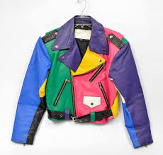 Vintage 80s 90s Leather Jacket Colorblock Finesse Hip Hop Flair Motorcycle Color Vintage Jacket Vintage Leather Jacket Hipster Outfits