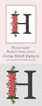 Includes 3 patterns to complete the loose feathers series. Flower Letter H Cross Stitch Pattern Monogram Modern Cross Etsy Monogram Cross Stitch Floral Cross Stitch Stitch Patterns