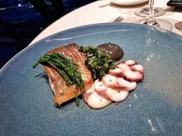 Line Caught Wild Bass Octopus And Sea Vegetables Searcysgherkin Food Sea Vegetables Vegetables