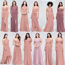 Blush Tone Bridesmaids Dresses David S Bridal Model Baju Wanita Model Pakaian Gaun Pengiring Pengantin