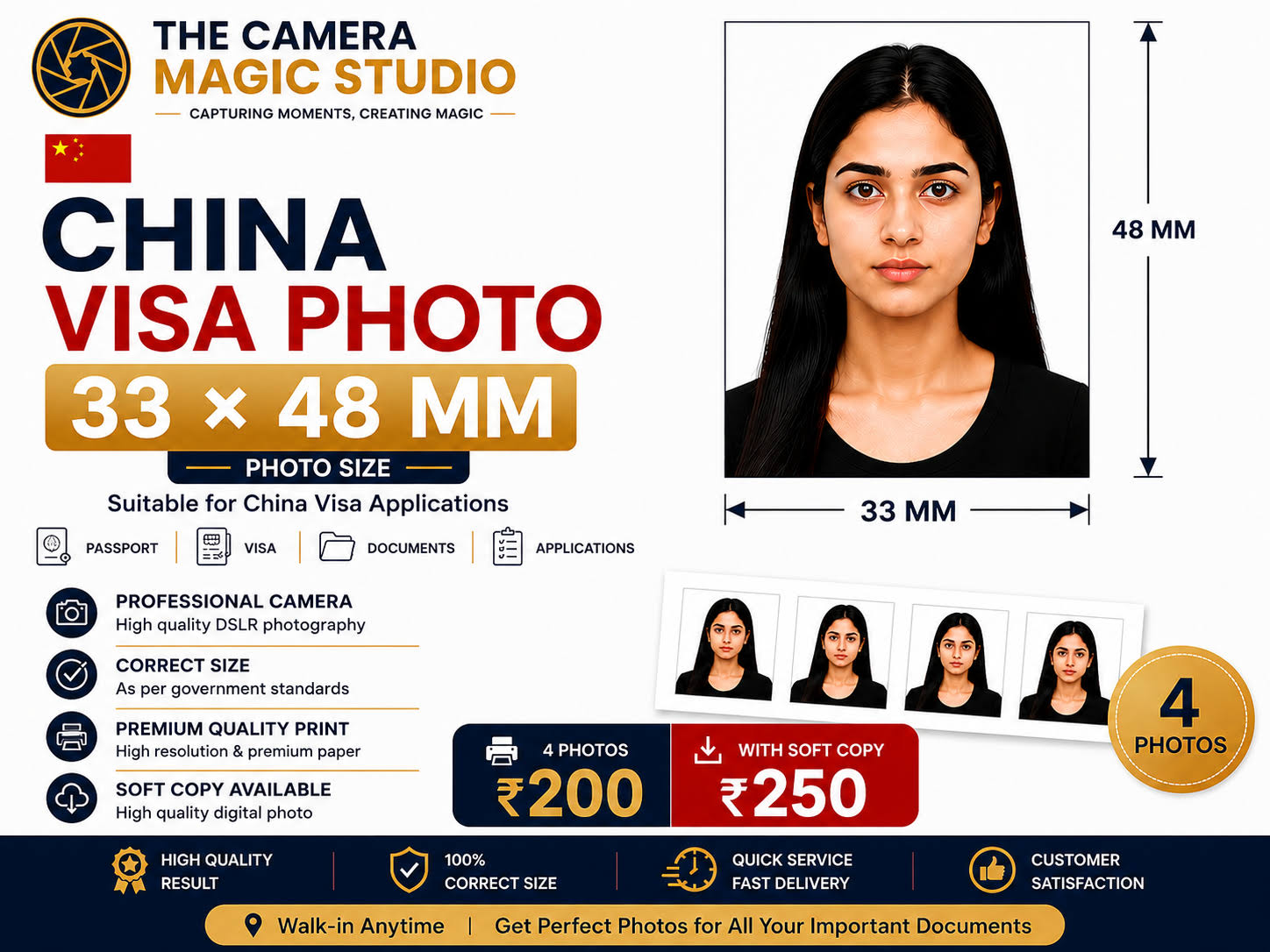 China Visa Photo – 33×48 MM product image