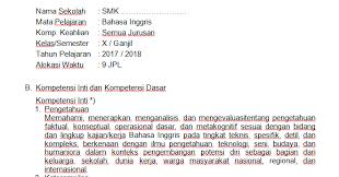Di dalam komponen dan susunan rppnya juga telah terdapat lampiran penilaian atau lampiran asesmennya. Rpp Bahasa Inggris Smk Kurikulum 2013 Versi 2017 Terbaru