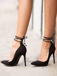 Minirock mit karomuster, 2 taschen und schnürung vorne. Schwarz High Heels 2021 Frauen Wildleder Spitze Schnuren Pumps Sexy Schuhe Milanoo Com