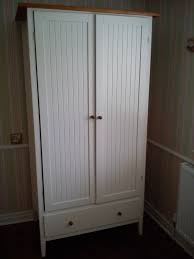 Ikea Visdalen Shaker Style Wardrobe Ivory White With Natural Wood Trim Natural Wood Trim Wood Trim Shaker Style