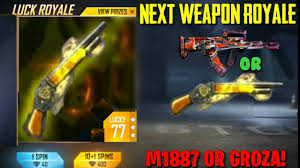 Collect weapons, resources, and use vehicles to explore the map. Free Fire Next Weapon Royale Ll Upcoming Weapon Royale Free Fire Ll M1887 And Groza Weapon Royale Youtube