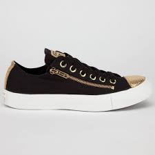 Black And Gold Womens Shoes Converse Chuck Taylor Double Zi Black Gold Womens Shoes Sneakers Sneakers Shoes
