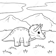For boys and girls, kids and adults, teenagers and … Cartoon Dinosaur Triceratops Kawaii Vector Character Coloring Page Or Book For Children Royalty Free Cliparts Vectors And Stock Illustration Image 142657167