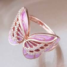 Maybe you would like to learn more about one of these? 18k Solid Rose Gold Butterfly Ring Pink Enamel Wings Diamond Rings For Women Female Dreaming Birthday Anniversary Gifts Jewelry Ring Size 5 6 7 8 9 10 11 Wish