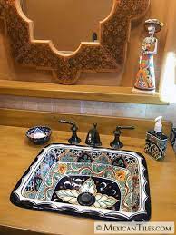 Each sink has 3 overflow holes and a drain hole compatible with standard british plumbing. Mexican Tile Mexican Talavera Sink Rio Verde