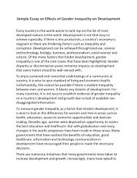 Sample Essay On Effects Of Gender Inequality On Development