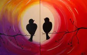 Couples Painting Kit Love Birds Couple Painting Couples Canvas Painting Canvas Painting Diy